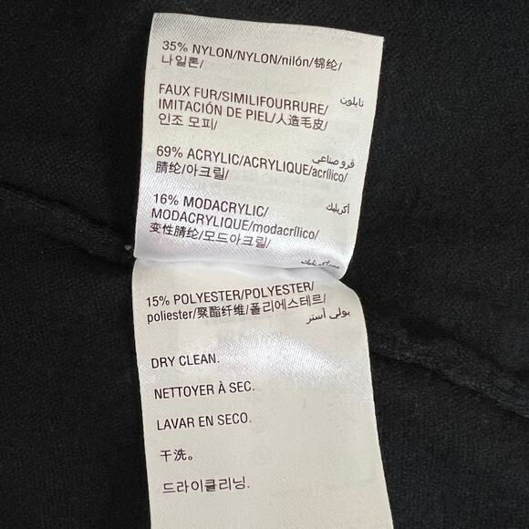 Alfani Womens Faux Fur Cuff Sweater Size XL Black Blue Mock Neck Long Sleeve - Picture 7 of 7